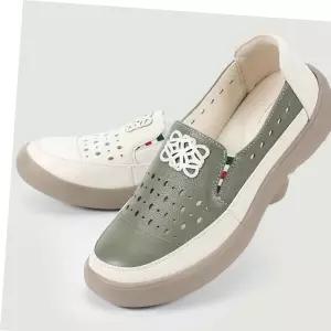 여성 여름 슬립온 펀칭디자인 키높이 운동화 중년신발 쿠션인솔