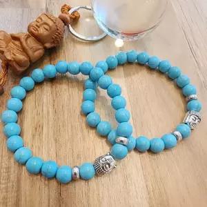 불교 블루 원석 부처님 커플 팔찌패션염주 목걸이 비휴 행운 소원