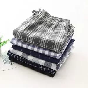 체크무늬 면바지 파자마 잠옷 바지 일자핏