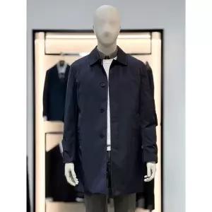 [바쏘옴므]네이비 경량 내피 분리형 히든버튼 트렌치 맥코트