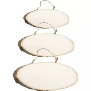 방문걸이 만들기재료 통나무걸이 나무문패 DIY재료 장식소품 천연 타원형 알림판 -3사이즈