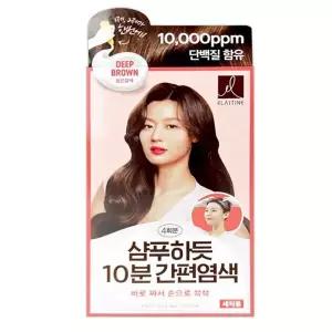 엘라스틴 염색 샴푸하듯 미용실 10분 간편염색약 새치용 짙은갈색 4회분 -TJ