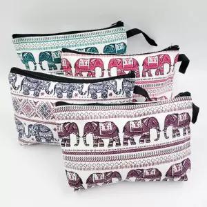 화장품 태국 코끼리 패브릭 중형 파우치 메이크업 생리대 주머니 가방 여행용 출장용 면
