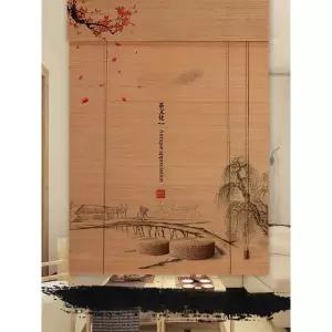 프리미엄 대나무 창문 테라스 갈대발 가정용 연그레이 풍경 현관 탄화 가림막