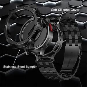 삼성 갤럭시 워치 5 프로 45mm시계 호환용 호환용 본체 아님용 스테인레스 스틸 케이스 메탈 범퍼 커버  6