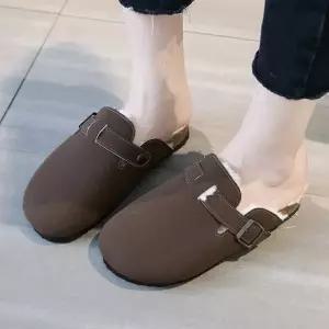 여성 캐주얼 버클 털신 방한 슬립온 슬리퍼 BOSTON