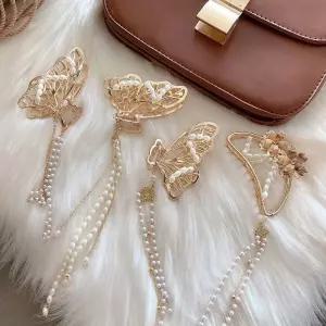 찰랑찰랑 샤링 나비 꽃 진주 뒷태미인 집게 헤어핀 qjS2+5BeN