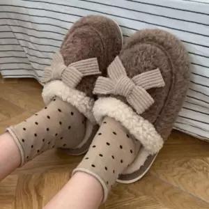 실내화 방한 슬리퍼 겨울 뽀글이 귀여운 리본 Kai8+5Lfx