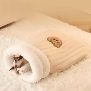 고양이슬리핑백 길냥이 침낭 숨숨집 침대 매트 겨울 베이지