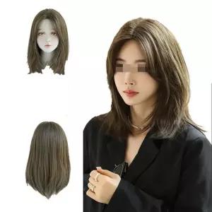 통가발 단발머리 여성가발 자연스러운 패션 긴머리 여자가발 단발가발 20대