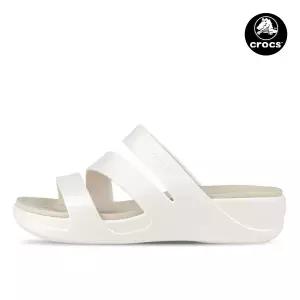 크록스 보카 스트래피 웨지 여성 슬리퍼 샌들 오이스터 207434-159