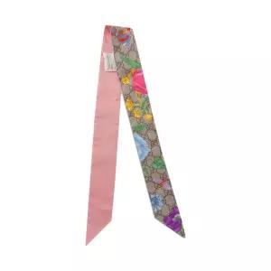 구찌 26SS GG 플로라 실크 트윌리 스카프 베이지핑크 609317 3G001 9772