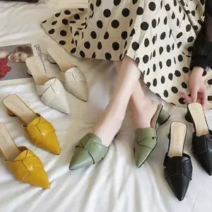 (올핀)스틸레토 블로퍼 크로스 스트랩 레더 로우힐 4컬러 여성구두