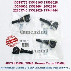 4PCS 433MHZ TPMS 타이어 센서 13598773 캐딜락 CT6 SRX  호환 말리부 오펠 볼트 비바 13516165 13540602 1