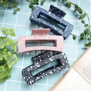 대형 솔리드 달마시안 사각 무광 헤어집게핀 6colors