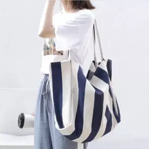 숄더백 세로 줄무늬 편한 캔버스 에코백 쇼퍼백 가방