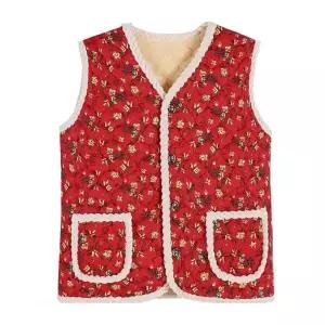 레트로룩 양털 할머니 조끼 김장 나들이 김장조끼 누빔조끼 겨울