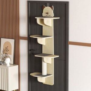 오크 12MM 고섬유 활용 계단 옐로우 캣타워 공간활용 스크래쳐 원목 고양이선반 해먹 형 문걸이