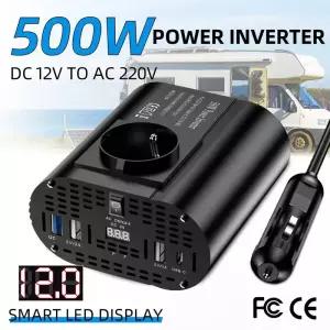 차량용인버터 400W500W1500W 차량용 인버터 DC 12V AC 220V 변환기 3USB 20 1USB QC30 유럽 소켓