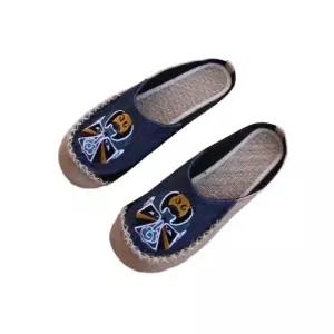 라탄 신발 여름 캐주얼 커플 뮬슬리퍼 밀짚 샌들 자수