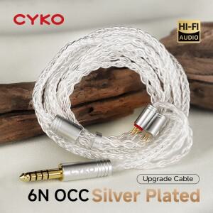 CYKO HIFI 이어폰 케이블 8 코어 6N 단결정 구리 은도금 3.5/4.4mm MMCX/0.78mm 2Pin IEM 업그레이드