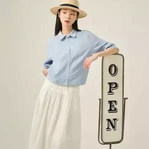 [백화점 정품] 빈폴 레이디스 서머 리넨 혼방 샴브레이 헤링턴 점퍼 블루 (BF5439C01P)