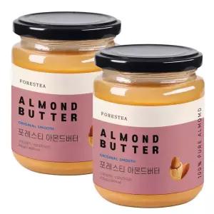 포레스티 국내제조 무첨가 아몬드버터 430g 2병 무가당 무설탕 스프레드 첨가물없는 100% 고품질 아몬드 22