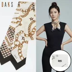 [백화점출고] 닥스 스카프 여자 여성 체인 쁘띠 베이지 타이형 명품 실크스카프 고급 머플러 선물포장