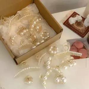 크라프트 세트 박스 페미닌 집게핀 진주 10개세트 한 헤어핀