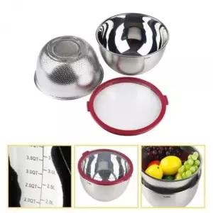 20cm 2.8L 세트믹싱볼+펀칭볼+뚜껑 스텐볼 스텐믹싱볼
