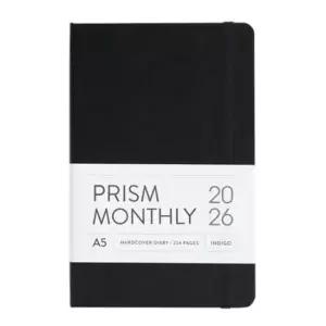 [문구/오피스] 인디고 다이어리 2026 프리즘 A5 먼슬리 스케줄러 날짜형 25절 월간 블랙