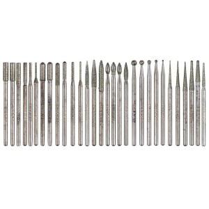 야카모즈 30Pcs 2.35mm 생크 티타늄 코팅 다이아몬드 버 세트 로터리 파일 액세서리 키트 그라인더 도구 연마 조각 스톤 주얼리 유리 세라믹