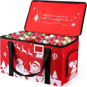 크리스마스 장식품 보관함 128개의 홀리데이 장식품을 위한 칸막이가 있는 장식 3인치 지퍼 잠금 뚜껑이