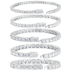 레이폴롭 3/4/5mm 모이사나이트 팔찌 D 컬러 VVS1 라운드 컷 18K 흰색 화이트 골드 도금 S925 실버 6.5-8.5인치 여성 남성 테니스 체인