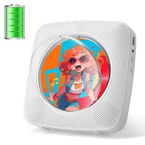 Gueray 휴대용 충전식 MP3 CD 데스크탑 1800mAh 음악 듀얼 타입 블루투스 플레이어 붐박스 라디오 FM USB 가정용 스피커