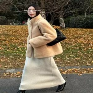 겨울 일체형 코트 뽀글이 모피 보온 루시퍼퍼 여성패션 차이나 DL4