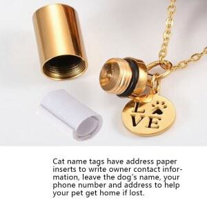 ZBJBINCH 애완동물 주소 칼라 또는 튜브 다양한 이름 체형 고양이 안티로스트 카드 칼라용 스틸 스테인리스 태그 않음 포함되지