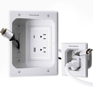 벽걸이 TV용 Perlegear TV 인월 케이블 관리 키트 USB Type C 포트 코드 하이더 드릴 템플릿 먼지 봉투 건식 벽 톱 연장 케이블 포함