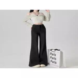 여자 롱 가을 빈티지 와이드 청바지 이른 하이웨스트 빅사이즈 슬림핏 부츠컷 원픽3