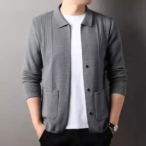 니트 캐주얼 가을 럭셔리 카라 칼라넥 남자니트 가디건 긴팔 가벼운 원템3