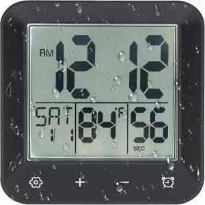디지털 샤워 시계 방수 욕실 초대형 LCD 스크린 벽 타이머 카운트다운 습기 방지 미끄럼 디스플레이 온도