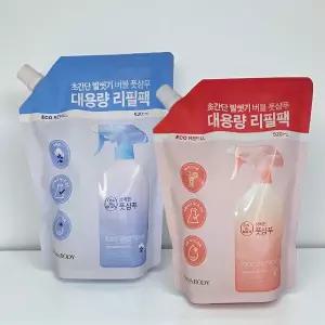 온더바디 상쾌한 버블 풋샴푸 코튼향 520ml+아이스티향 리필 520ml