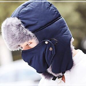 [2개구성] 마스크 2PCS 1 방한모 플러쉬 네이비 세트 자 KWEB0AF5