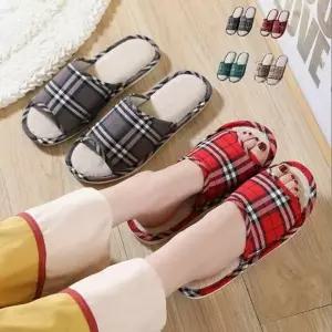 체크 실내슬리퍼 커플 남여 거실화 실내화