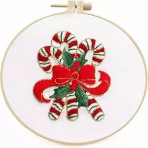 크리스마스 크로스 스티치 스타터 키트 - 자수 천 후프 실 및 도구 초보자용 DIY 세트(크리스마스 풍선)