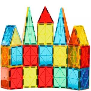 FNJO 마그네틱 타일 52PCS 자석 블록 세트 건축 어린이 STEM 장난감
