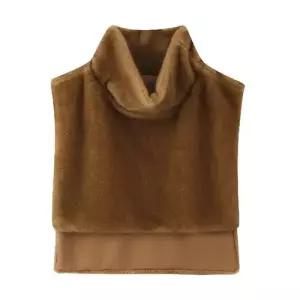 여성용 민소매 코트 아이템 가죽 트렌디 하이넥 케이프 레더라이크 풀오버솔리드 재킷 조끼 HT4