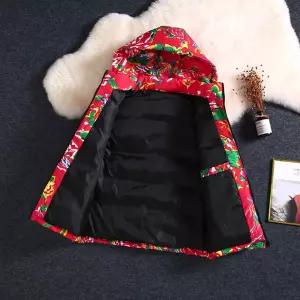 남성조끼 트렌디 아이템 캐쥬얼 에스닉 동북큰꽃 다운 추동국조 빅사이즈 루즈다운면 베스트 후드 HT4