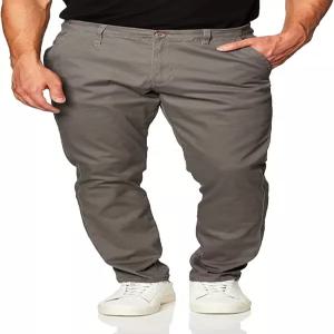 WT02 남성 스키니 핏 베이직 신축성 면 치노 팬츠