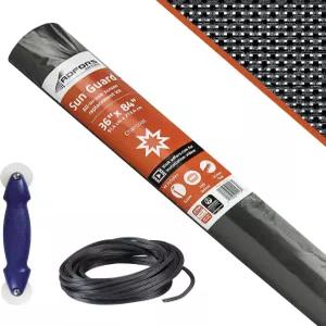 생고뱅 ADFORS 차콜 선가드 스크린 수리 키트 36인치 x 84인치 - 태양 광선의 최대 75 차단 DIY 창문 및